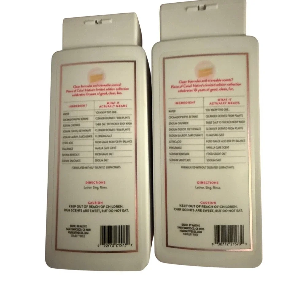 Lot of 2 Native Piece of Cake Body Wash Limited Edition 18 oz New